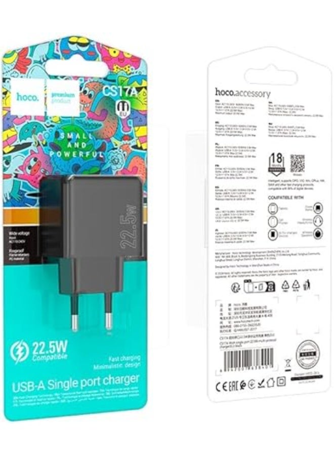 Hoco CS17A Single Port 22.5W Multi-Protocol Charger, Black - Image 5